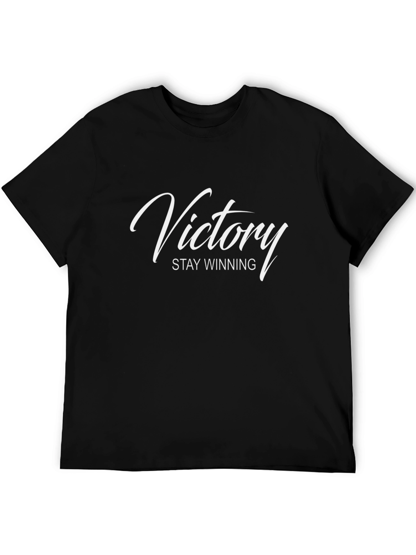 Victory Stay Winning Black Graphic T-Shirt