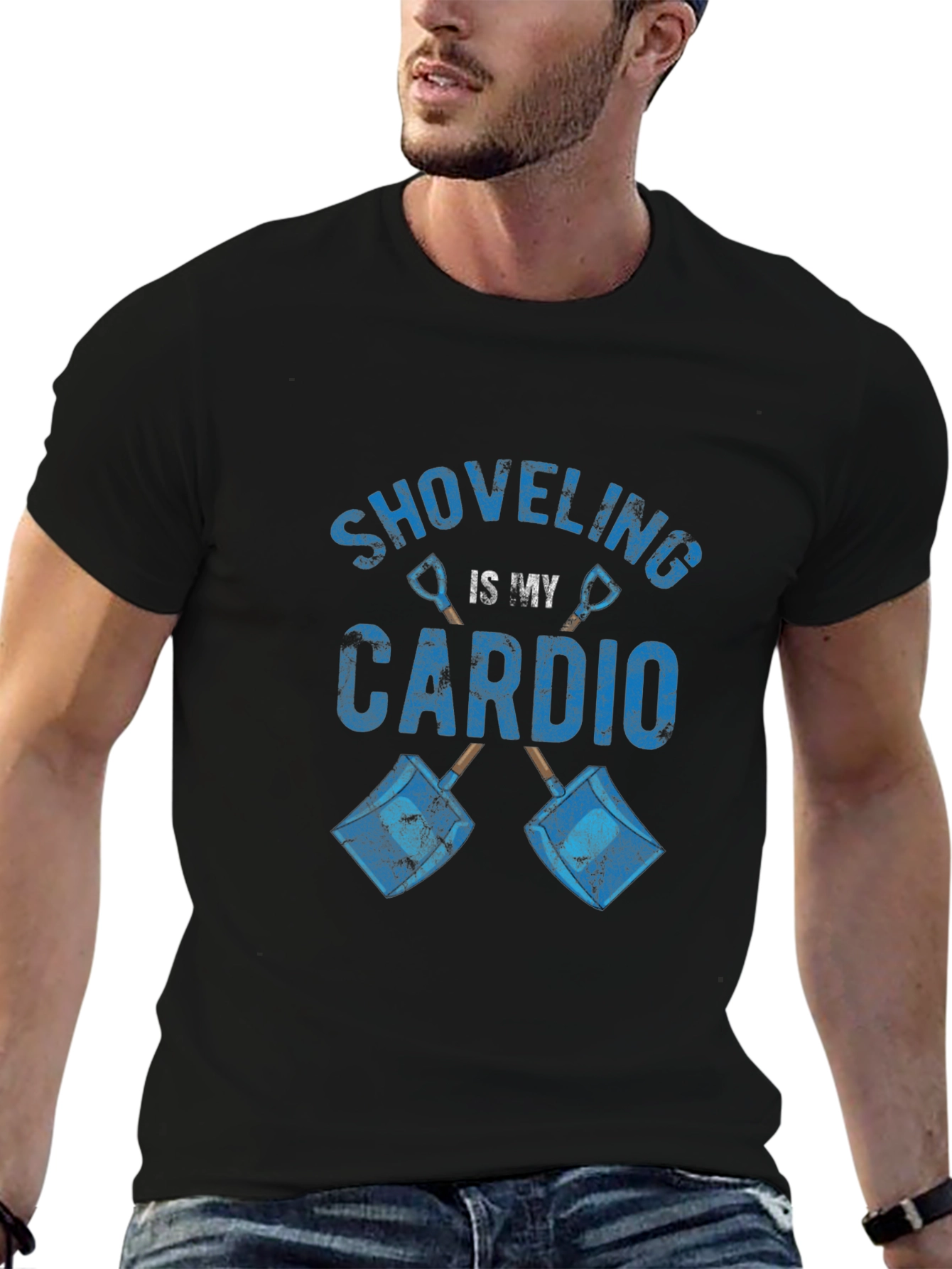 Shoveling is My Cardio Graphic Tee - Black
