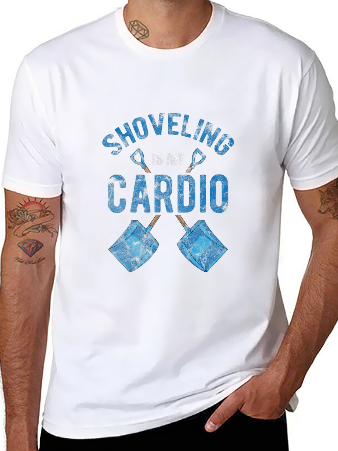 Shoveling is My Cardio Graphic Tee - Black