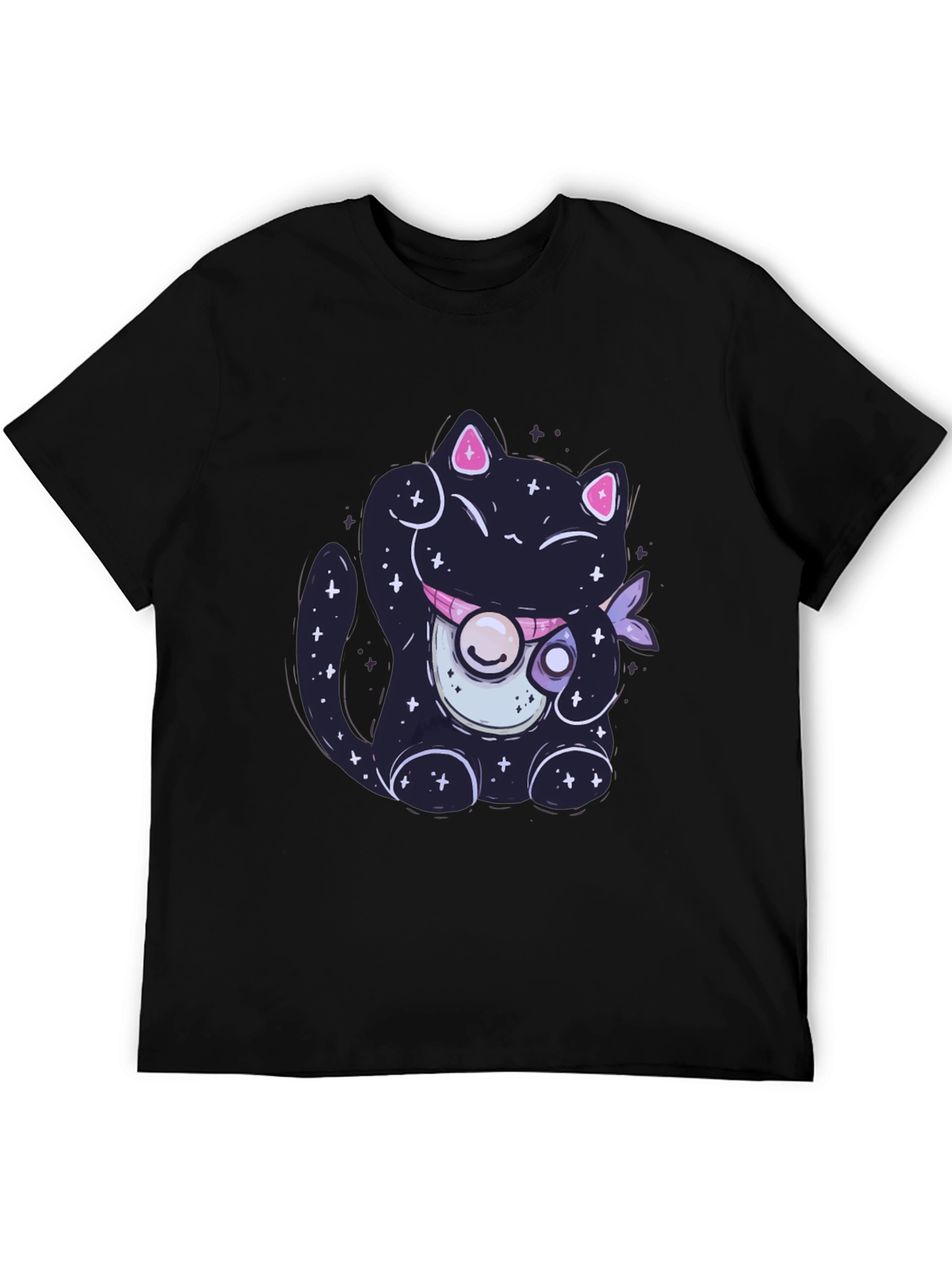 Galaxy Cat Graphic Tee - Trendy Black T-Shirt