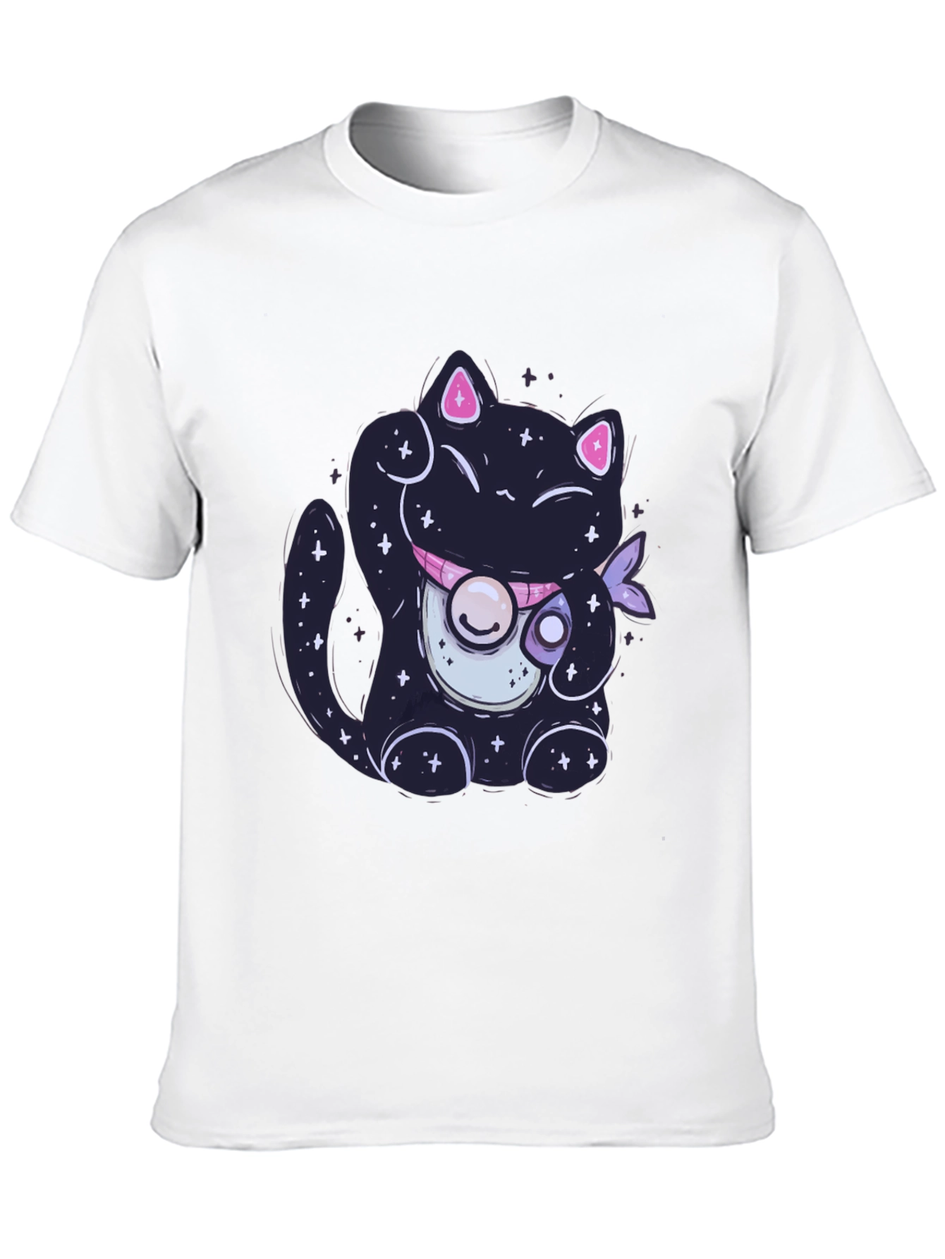 Galaxy Cat Graphic Tee - Trendy Black T-Shirt