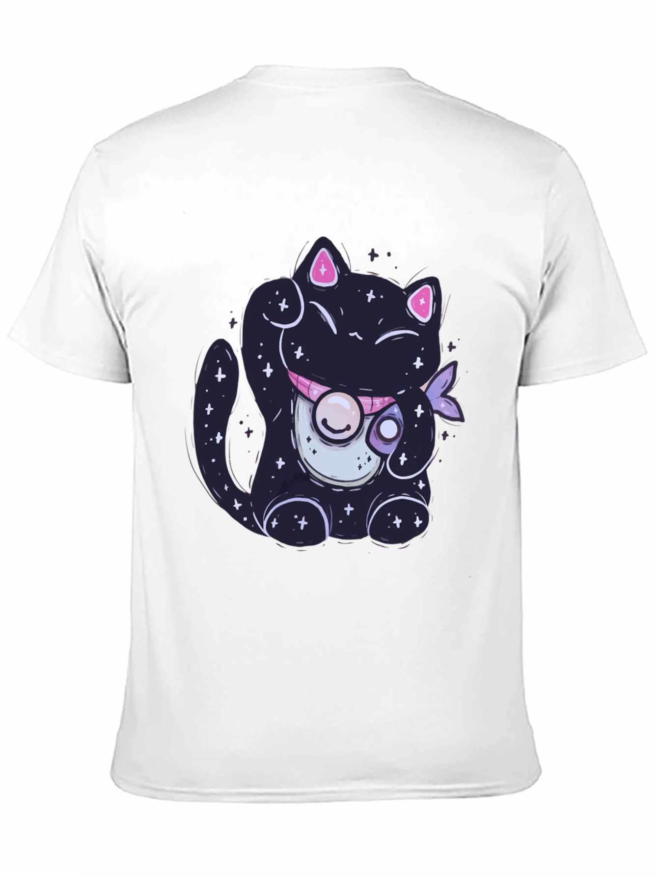 Galaxy Cat Graphic Tee - Trendy Black T-Shirt