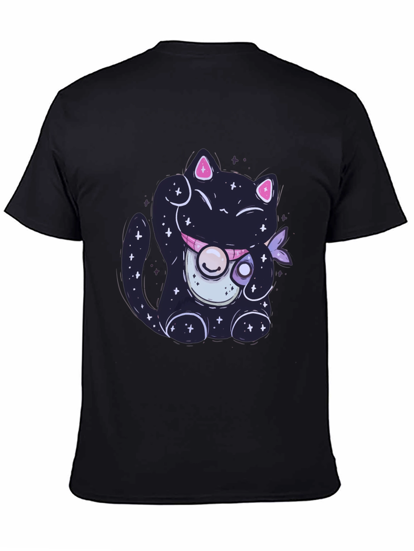 Galaxy Cat Graphic Tee - Trendy Black T-Shirt