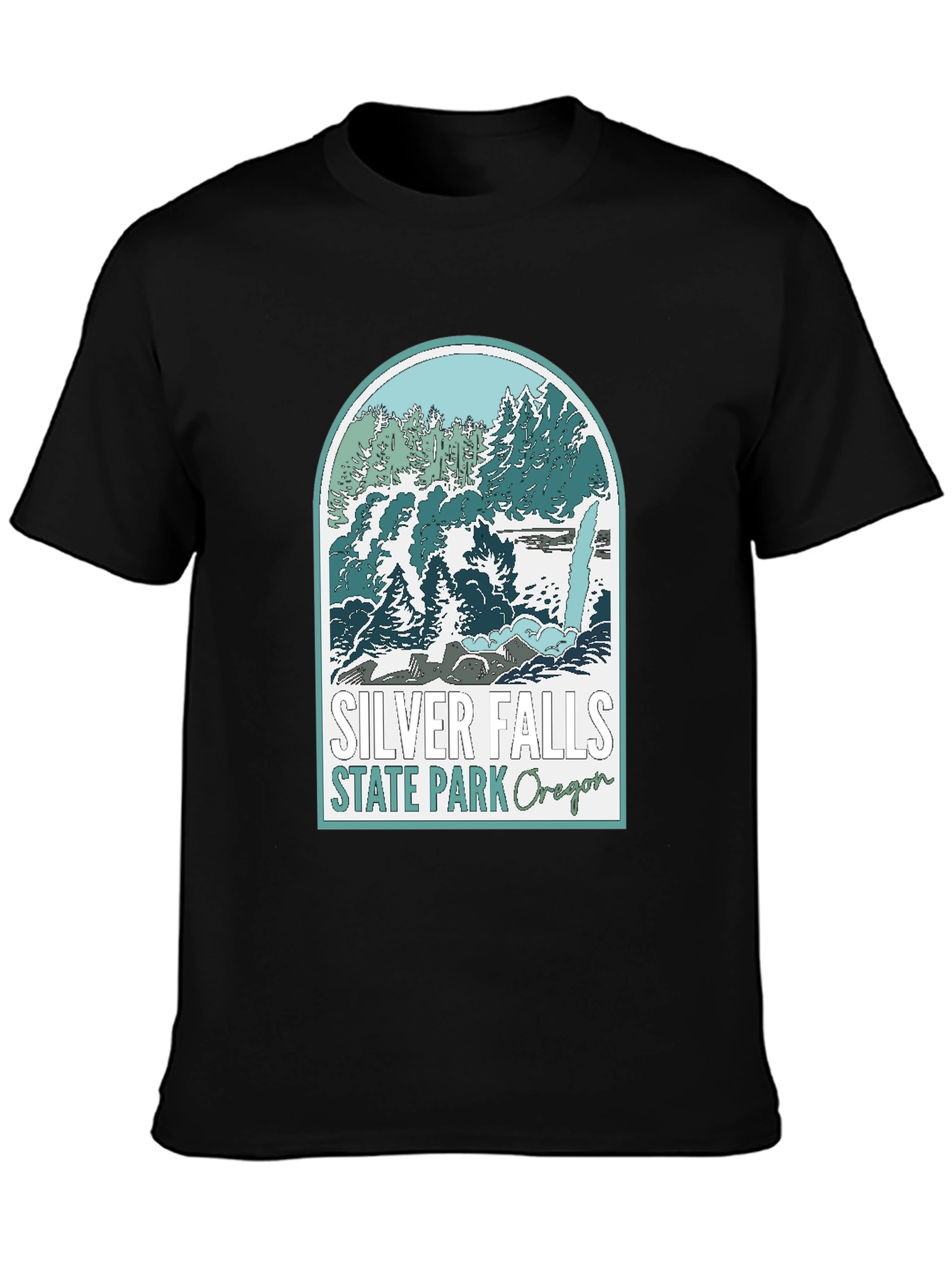 Silver Falls State Park Oregon Black T-Shirt
