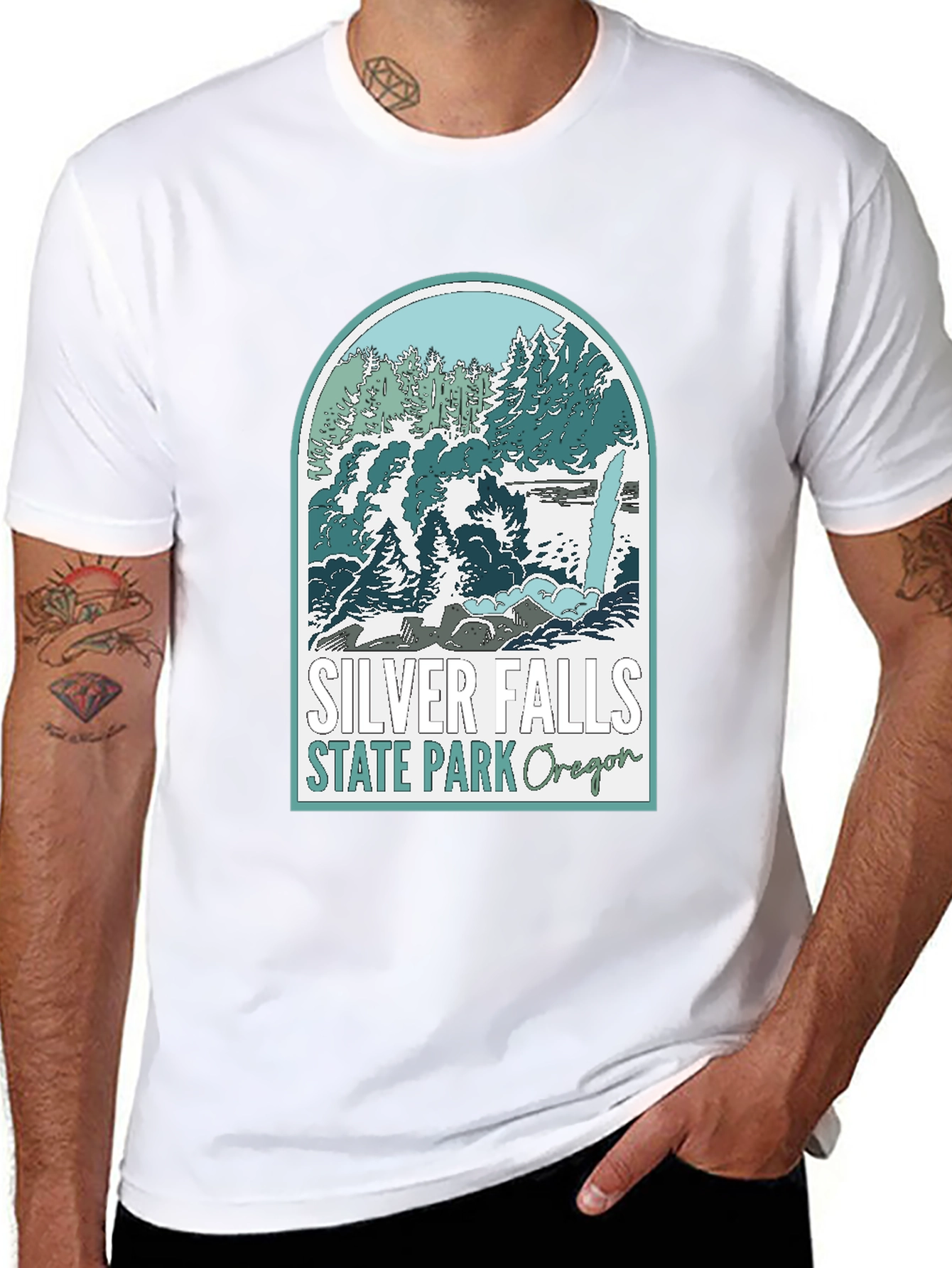 Silver Falls State Park Oregon Black T-Shirt