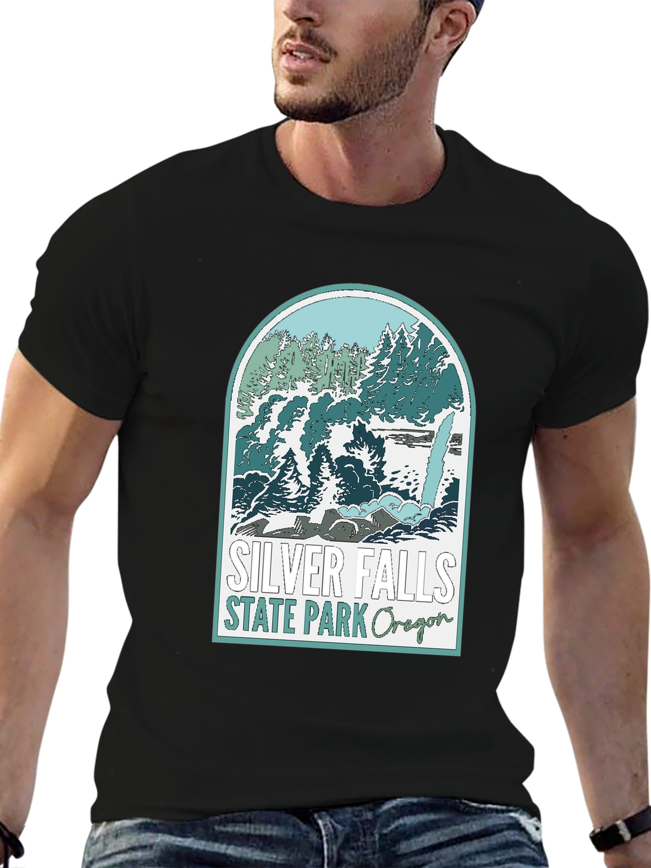 Silver Falls State Park Oregon Black T-Shirt