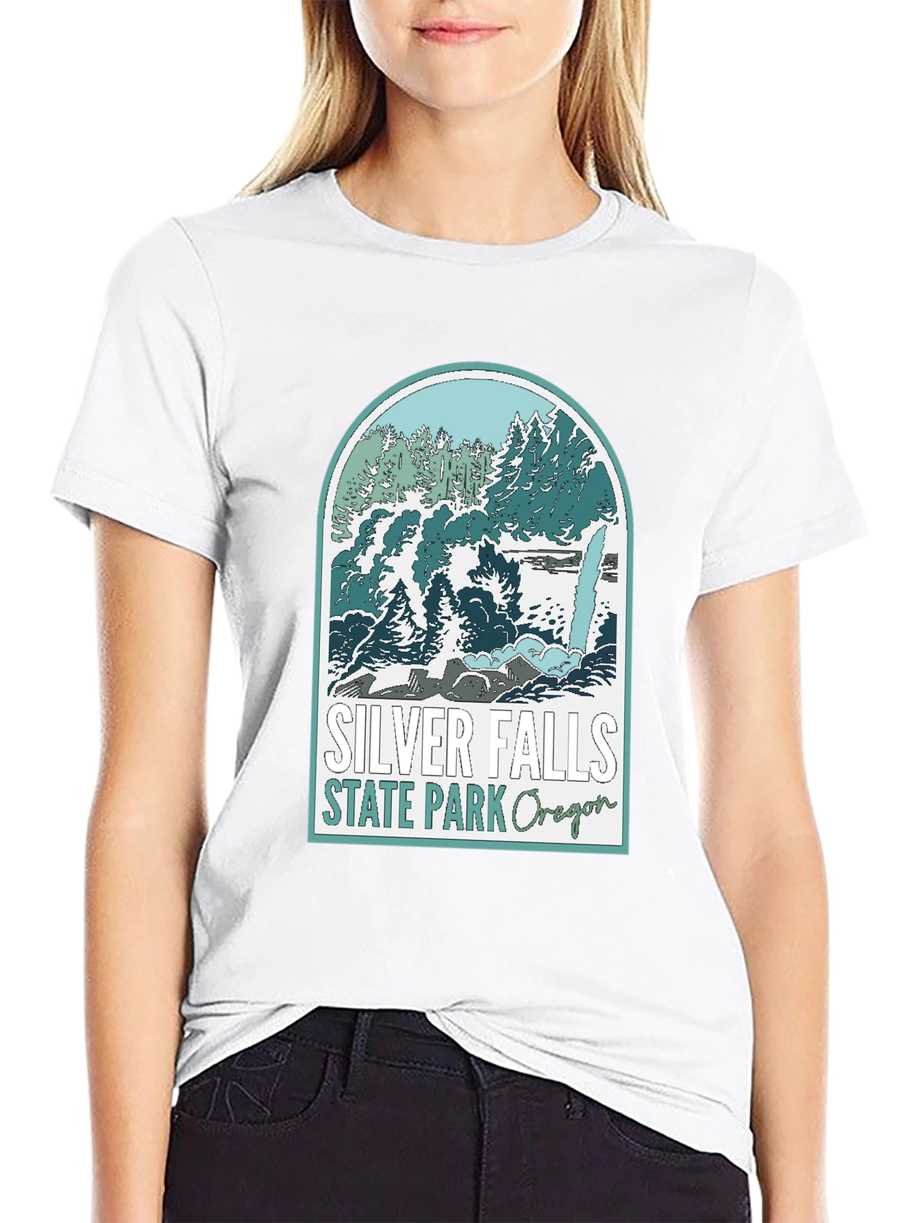 Silver Falls State Park Oregon Black T-Shirt
