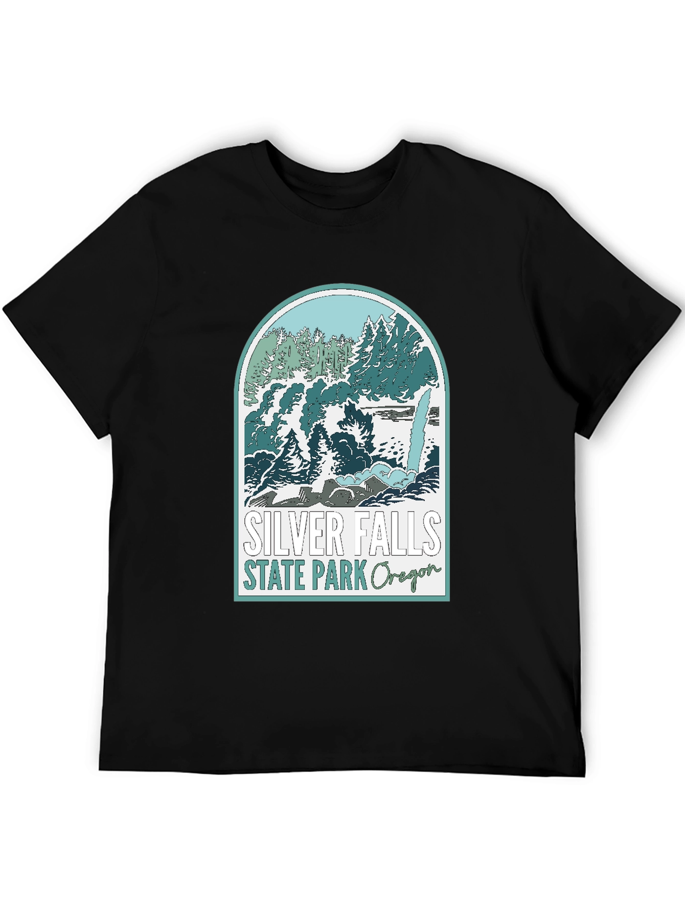 Silver Falls State Park Oregon Black T-Shirt