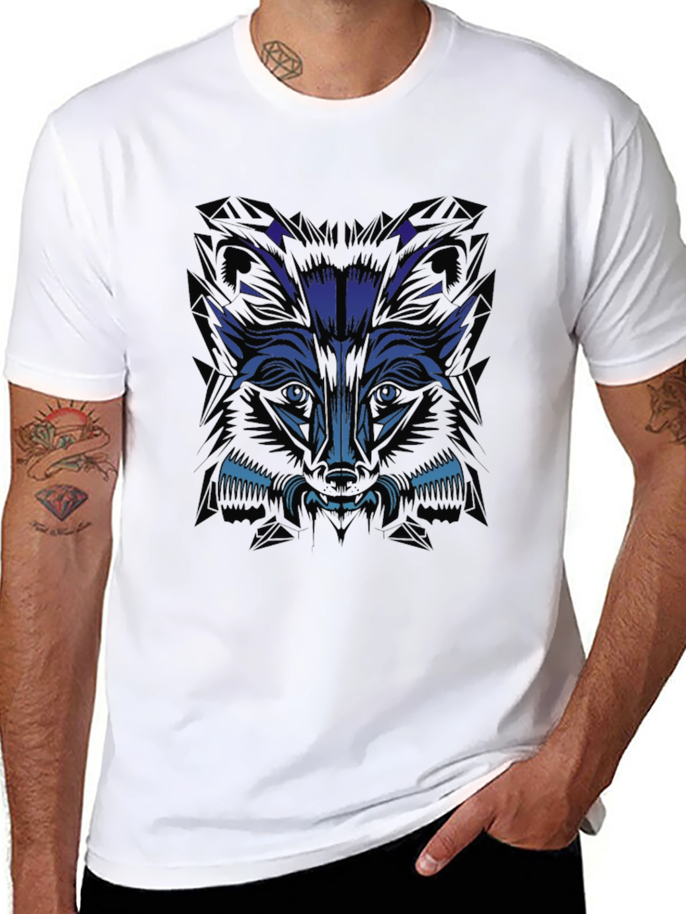 Mens Graphic Tee - Wolf Design