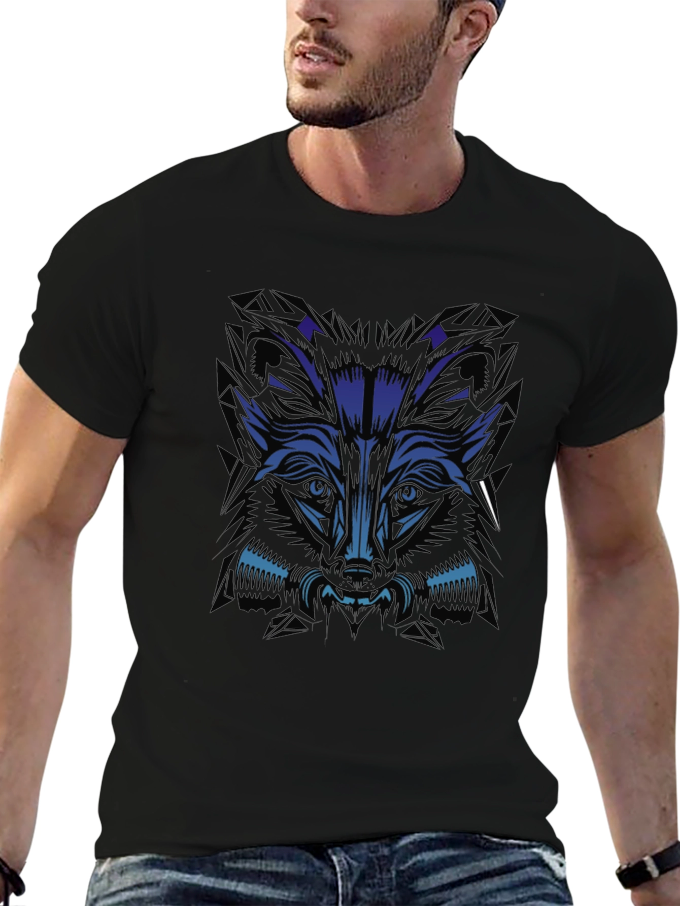 Mens Graphic Tee - Wolf Design
