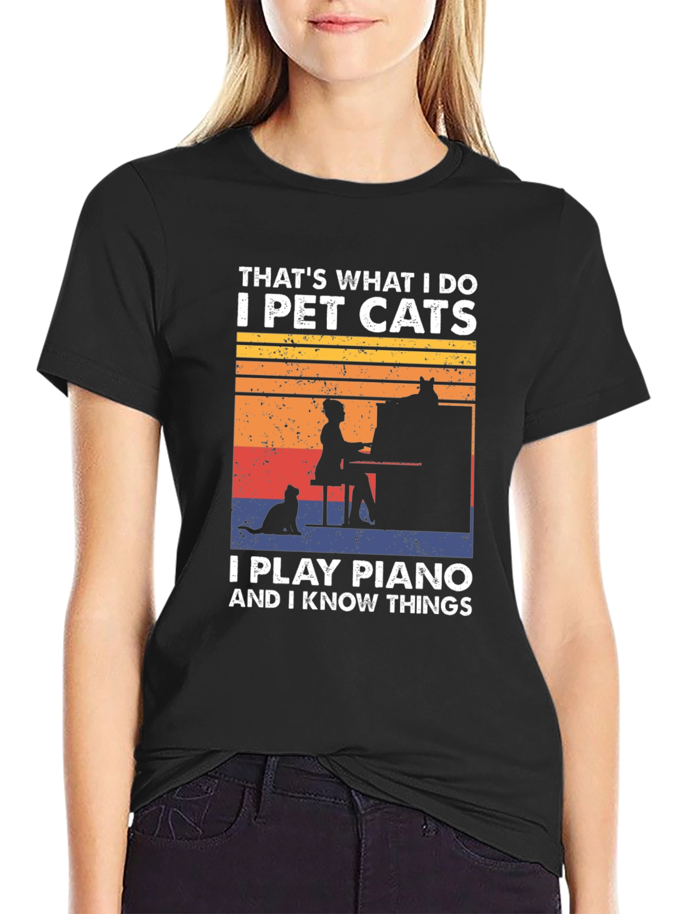 Thats What I Do Cat Piano T-Shirt
