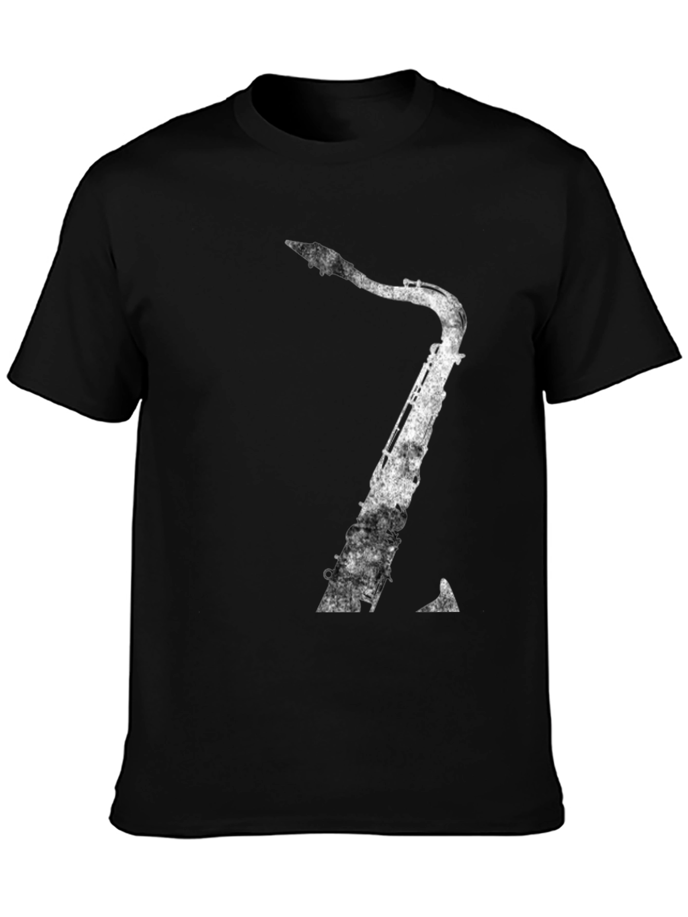 Saxophone Graphic Print T-Shirt - Black