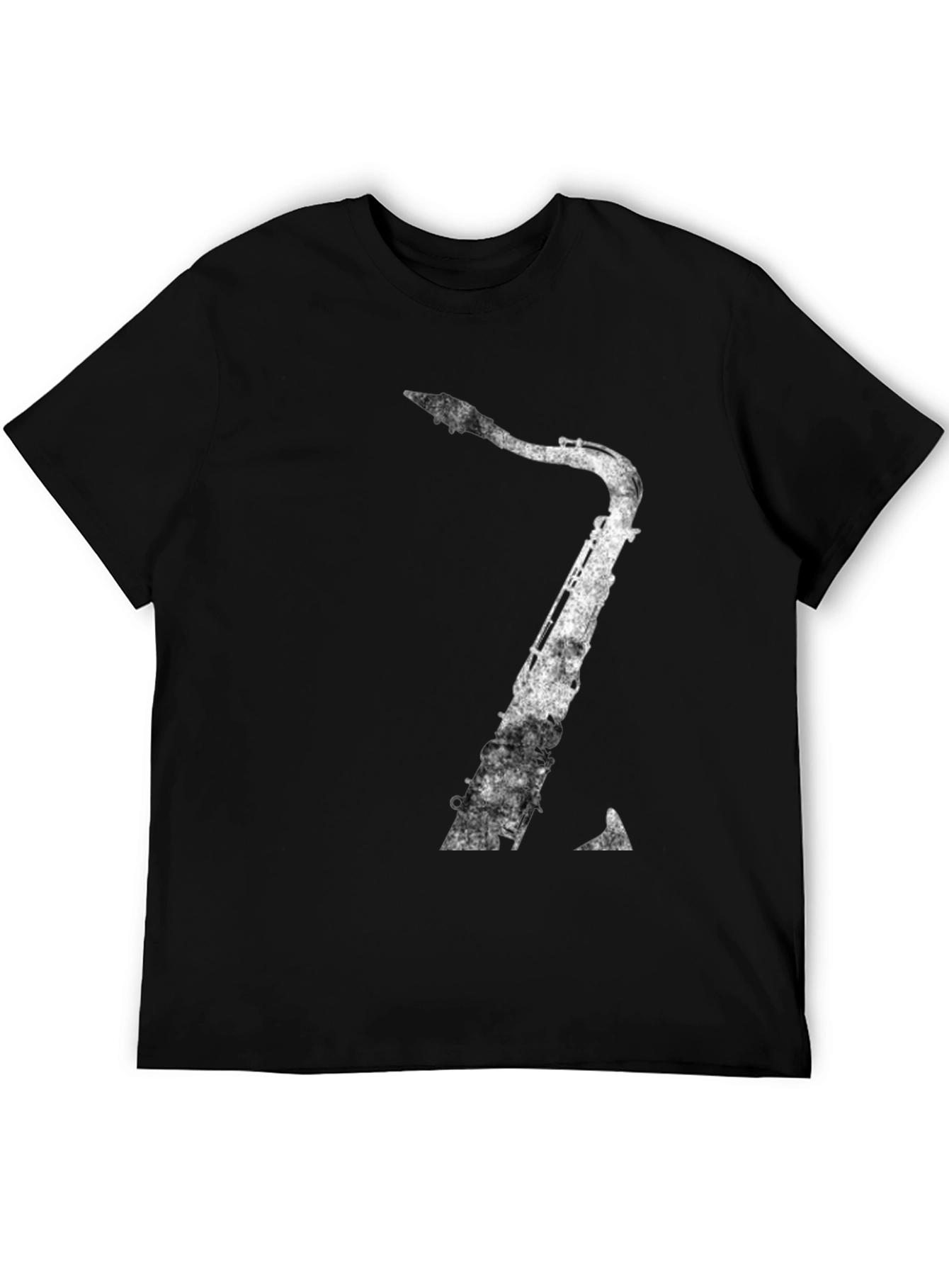 Saxophone Graphic Print T-Shirt - Black