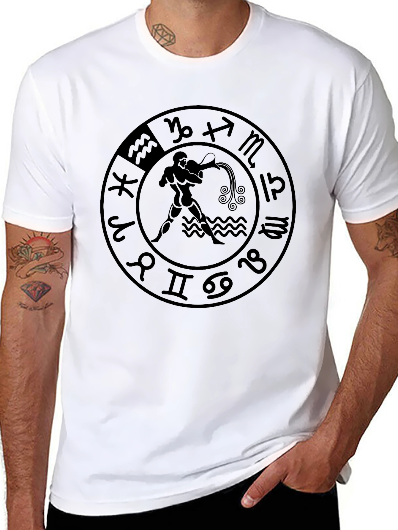 Aquarius Zodiac Sign T-Shirt - Black Graphic Tee