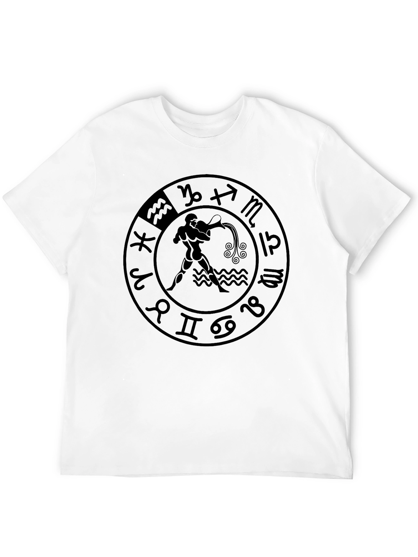 Aquarius Zodiac Sign T-Shirt - Black Graphic Tee