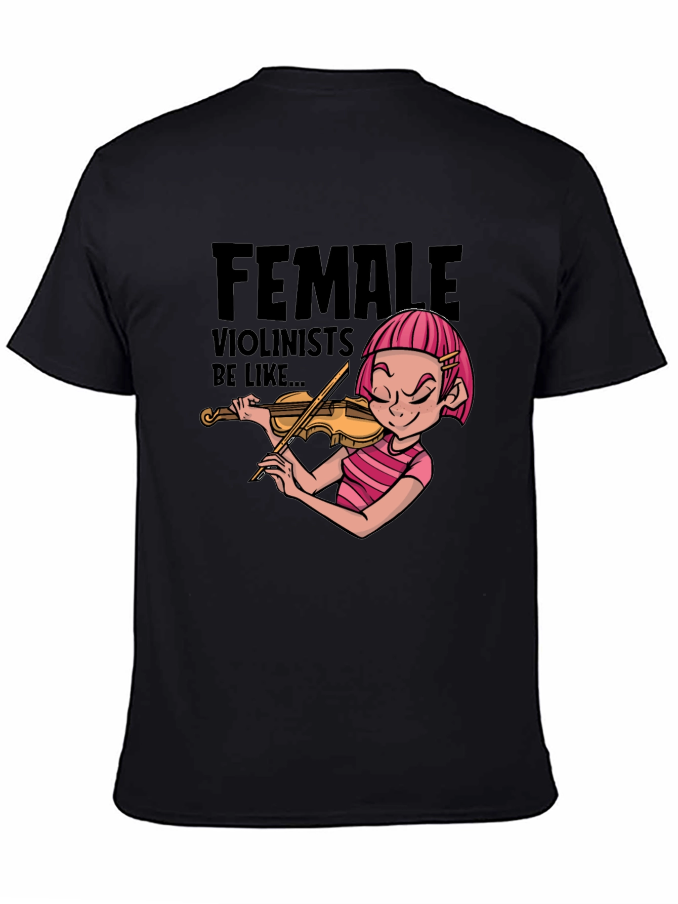 Female Violinist Cartoon Graphic Novelty T-Shirt