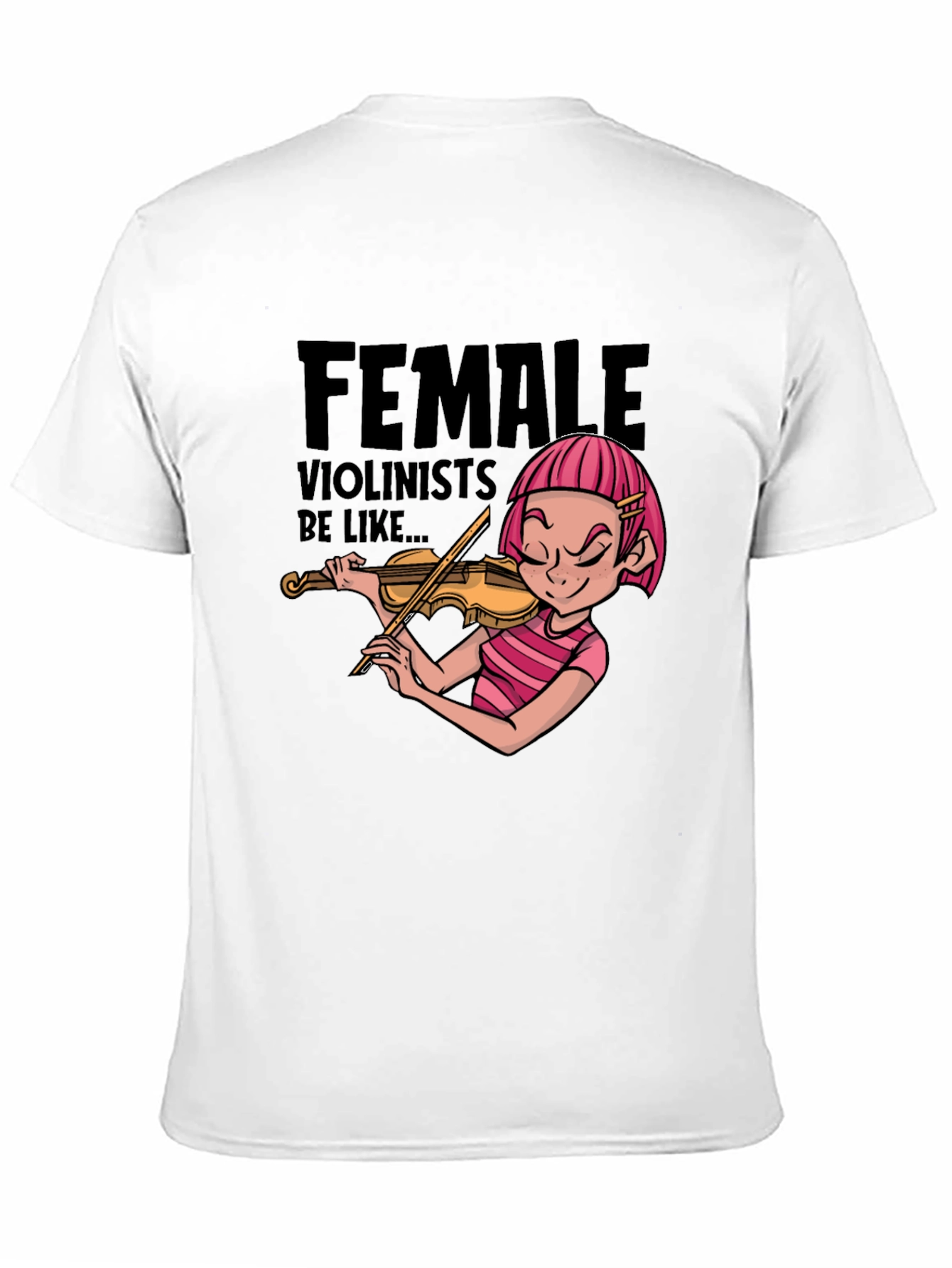 Female Violinist Cartoon Graphic Novelty T-Shirt