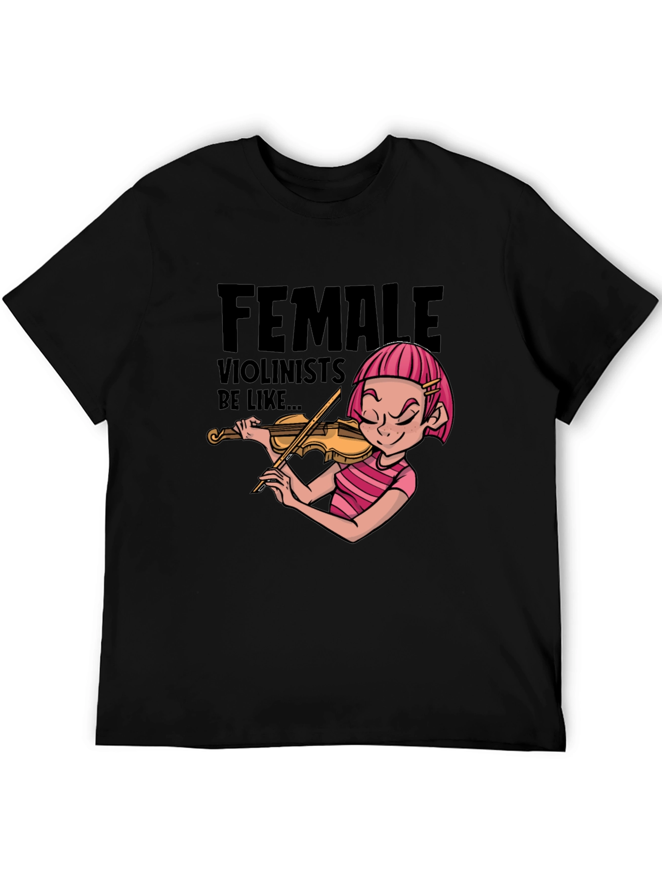 Female Violinist Cartoon Graphic Novelty T-Shirt