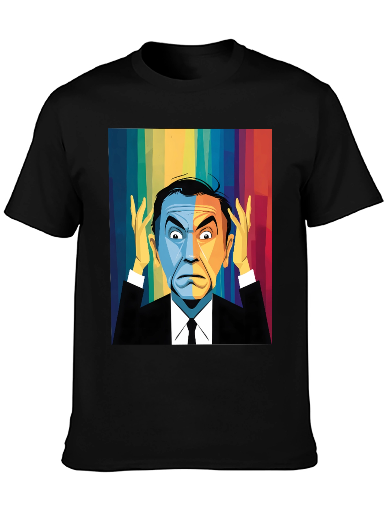 Pop Art Rainbow Portrait Black T-Shirt