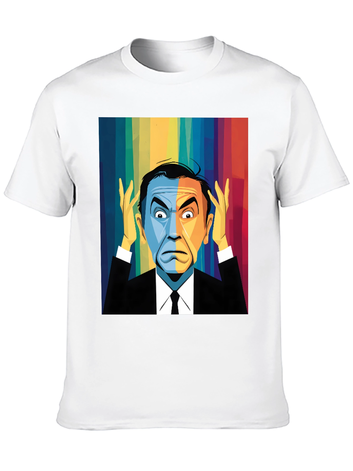 Pop Art Rainbow Portrait Black T-Shirt