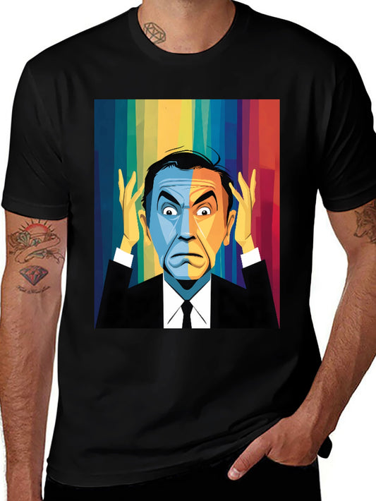 Pop Art Rainbow Portrait Black T-Shirt