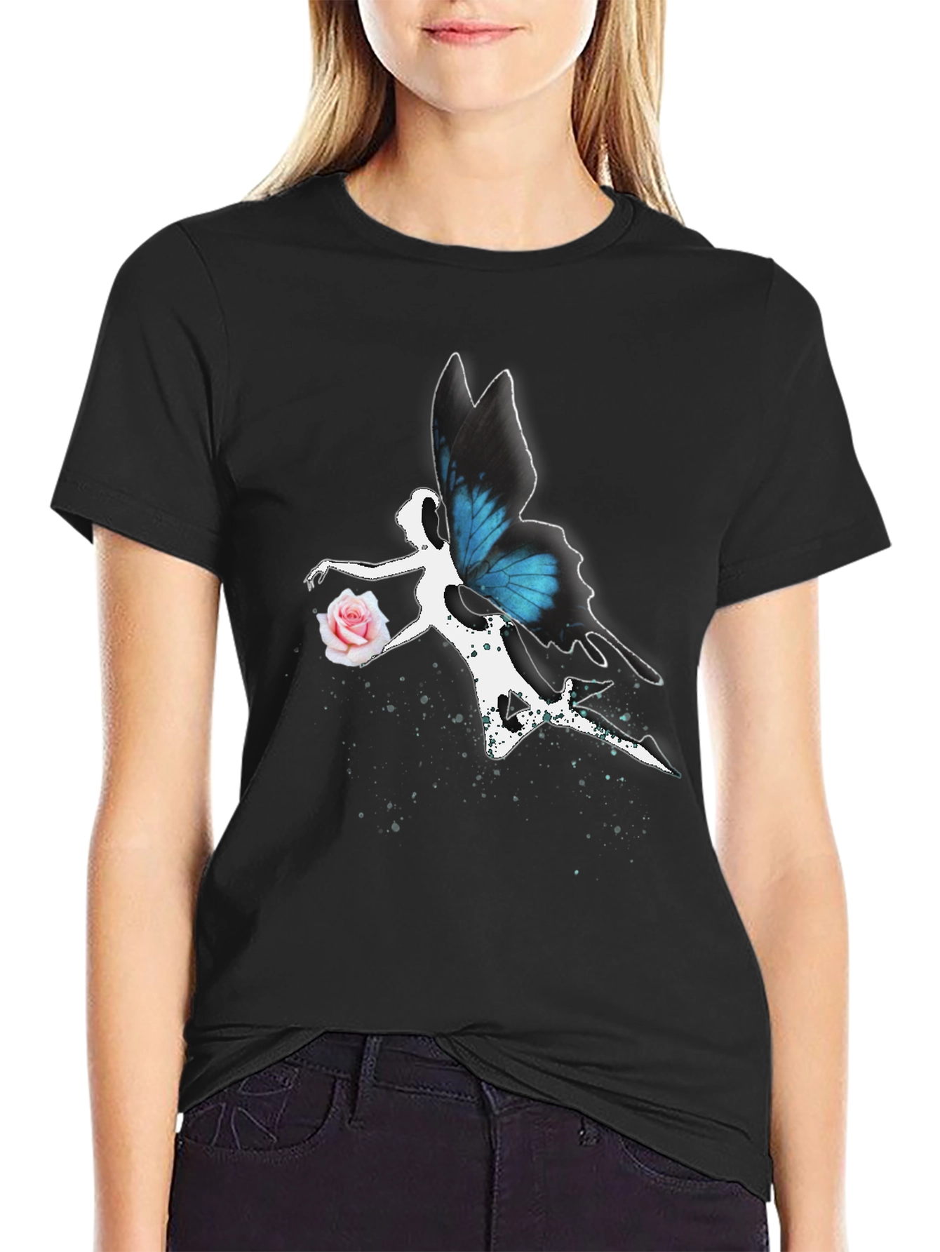 Butterfly Fairy Graphic Tee - Black