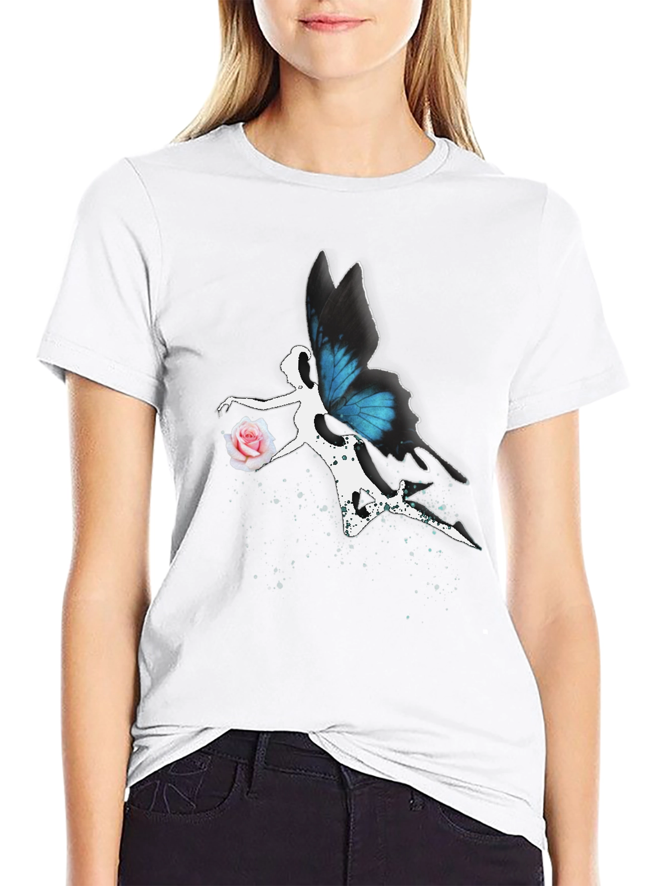Butterfly Fairy Graphic Tee - Black