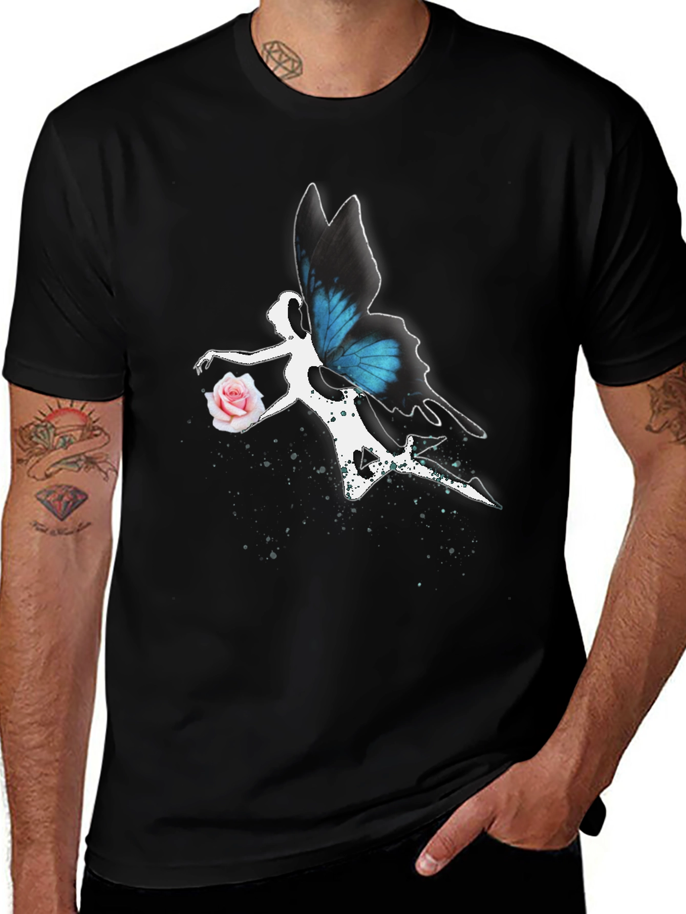 Butterfly Fairy Graphic Tee - Black