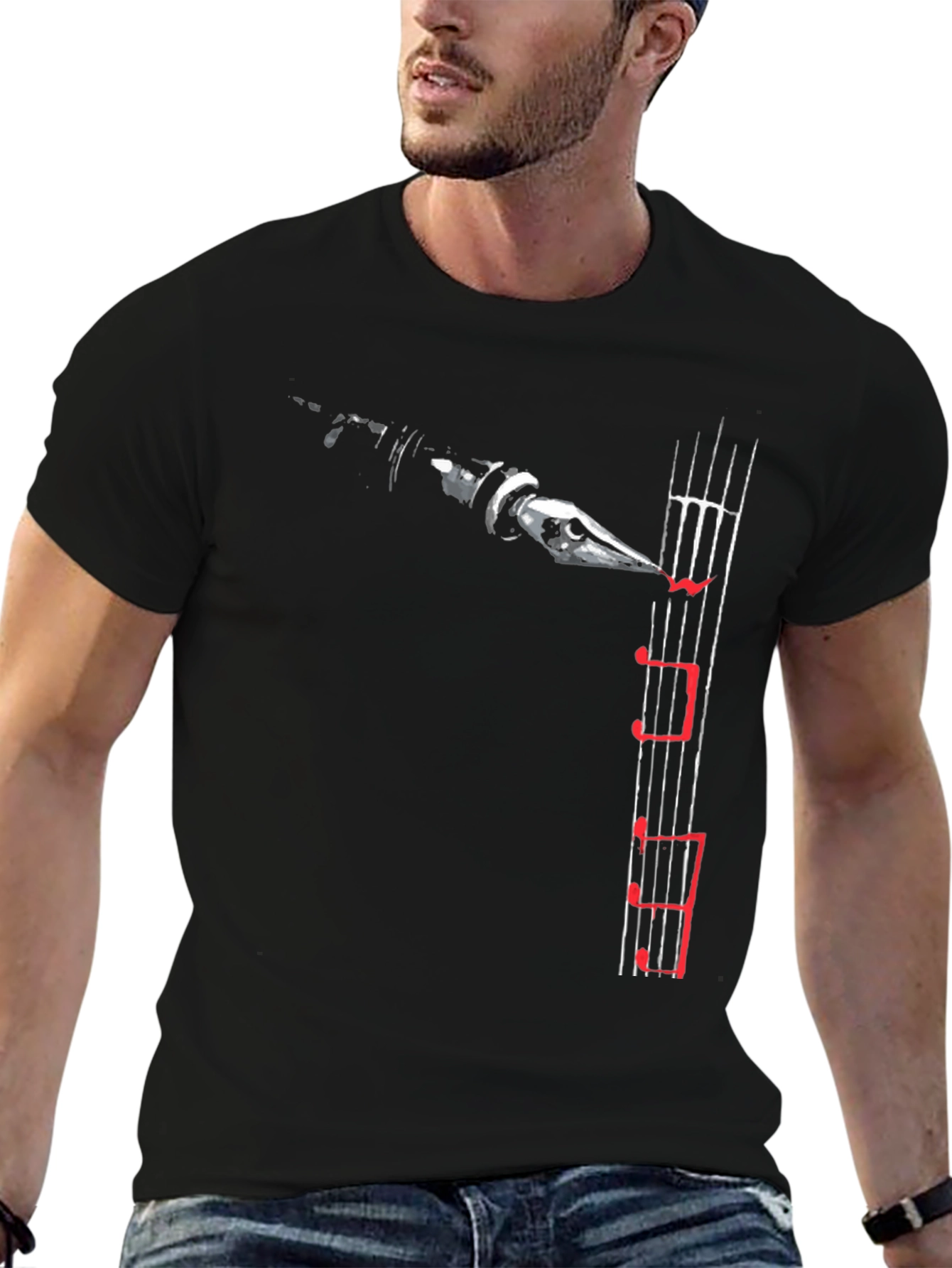 Musical Notes Graphic Print T-Shirt