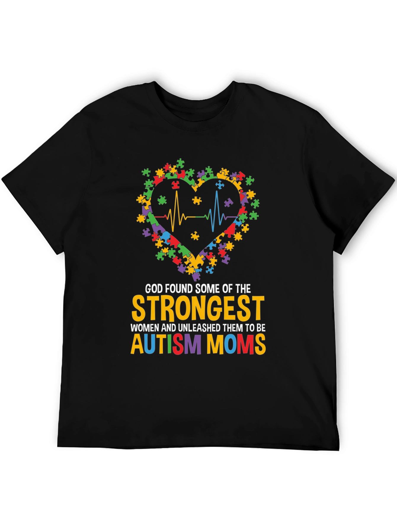 Autism Mom Heart Puzzle Graphic T-Shirt