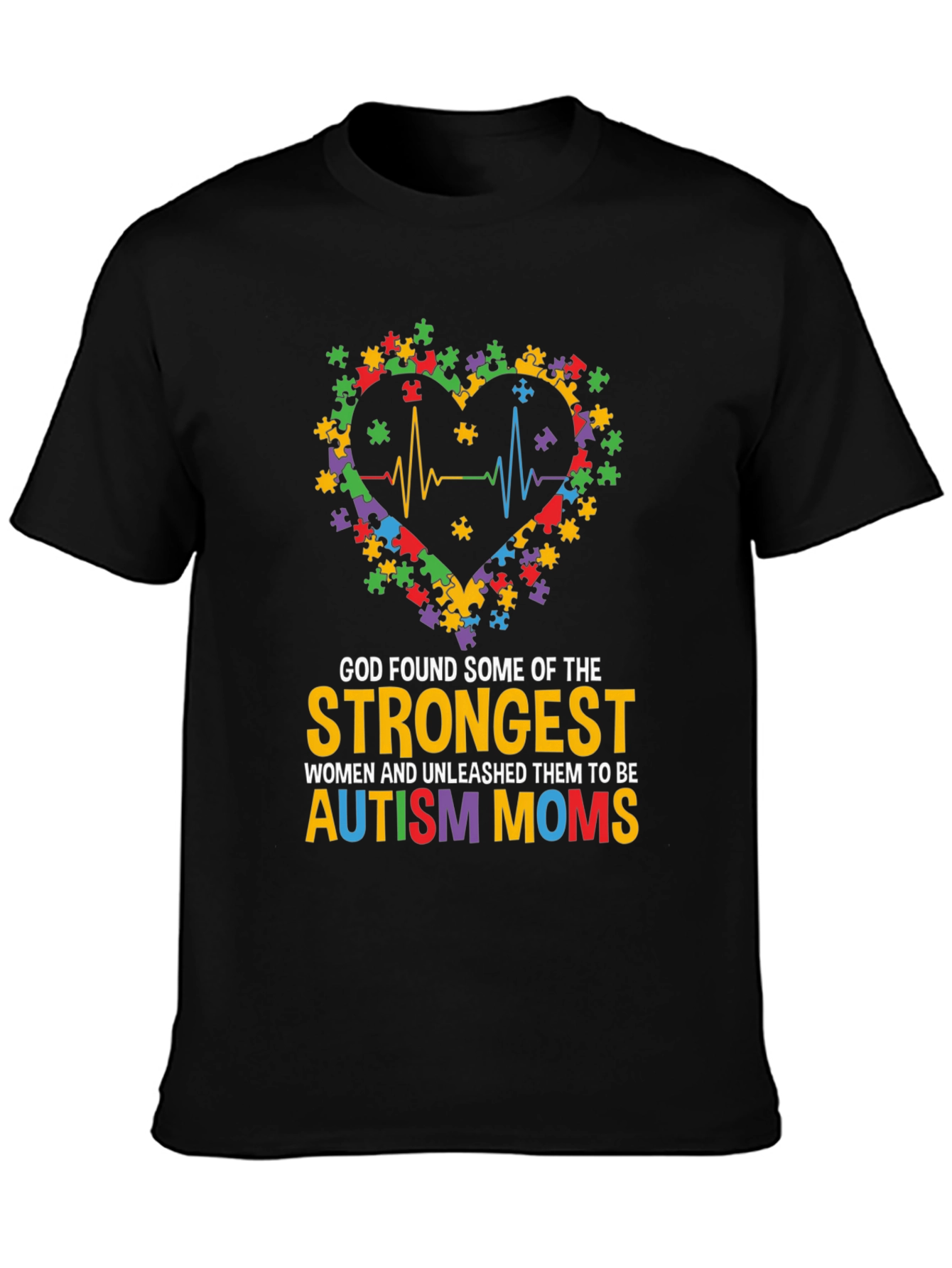 Autism Mom Heart Puzzle Graphic T-Shirt