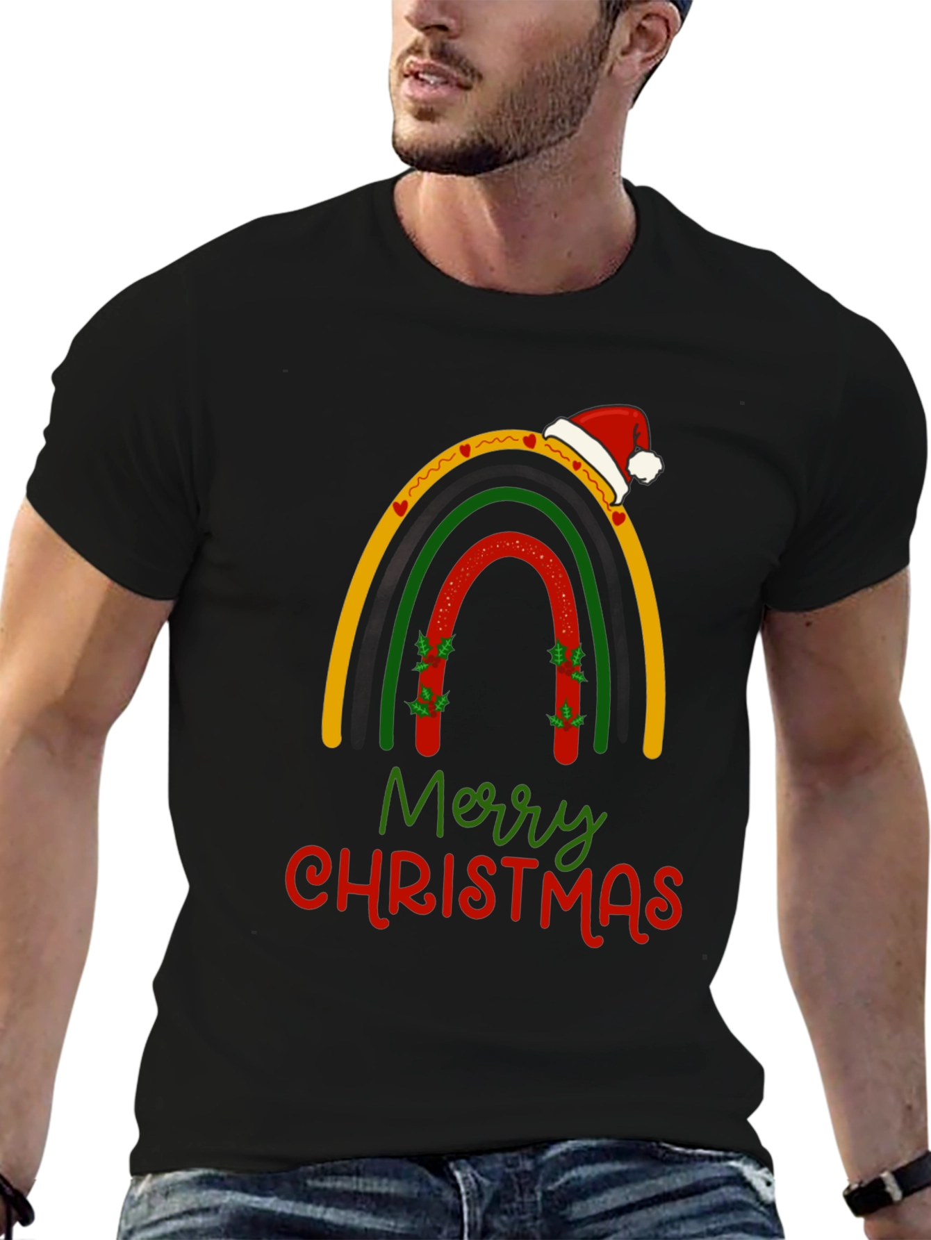 Festive Christmas Rainbow Graphic T-Shirt