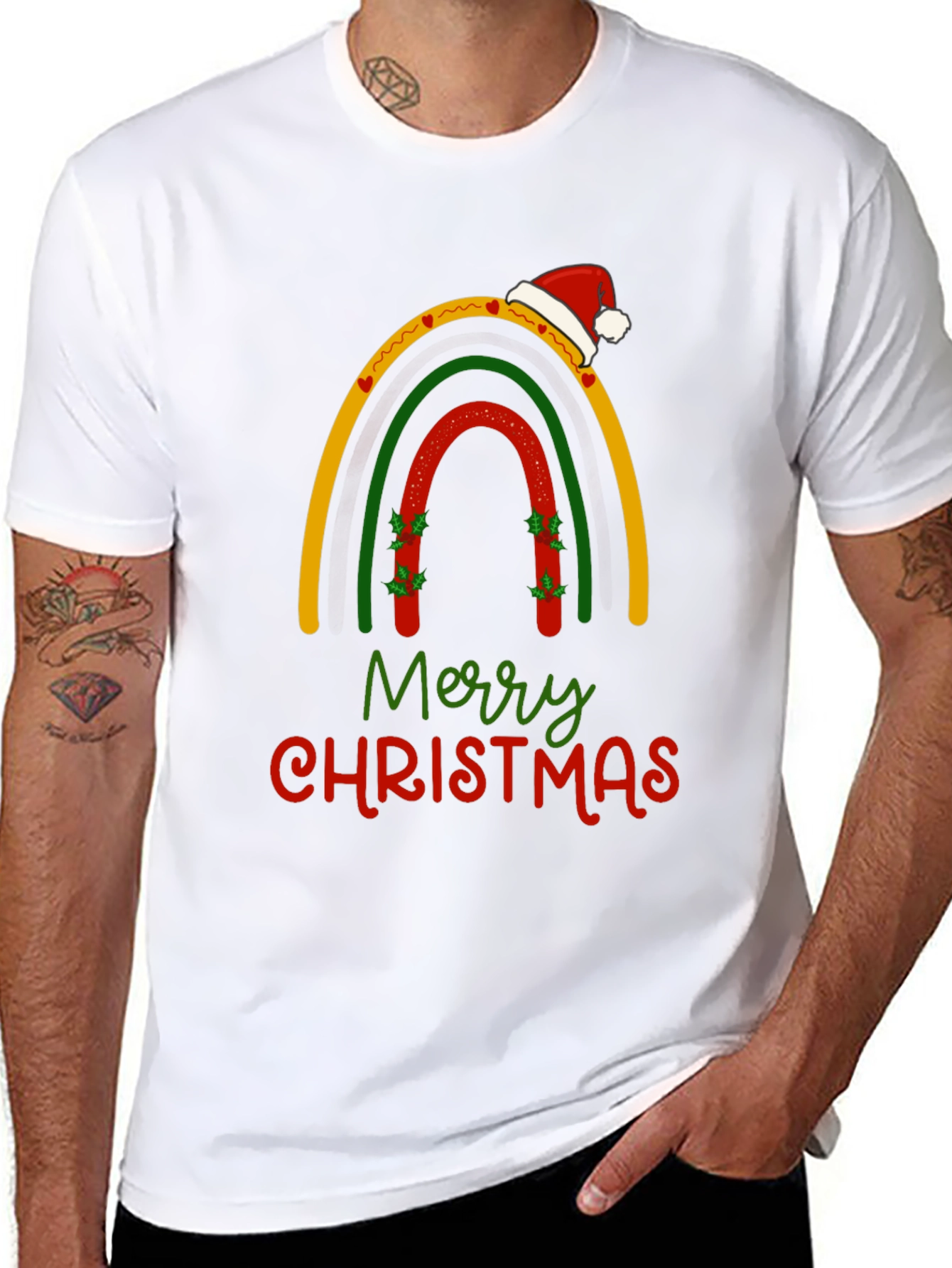 Festive Christmas Rainbow Graphic T-Shirt