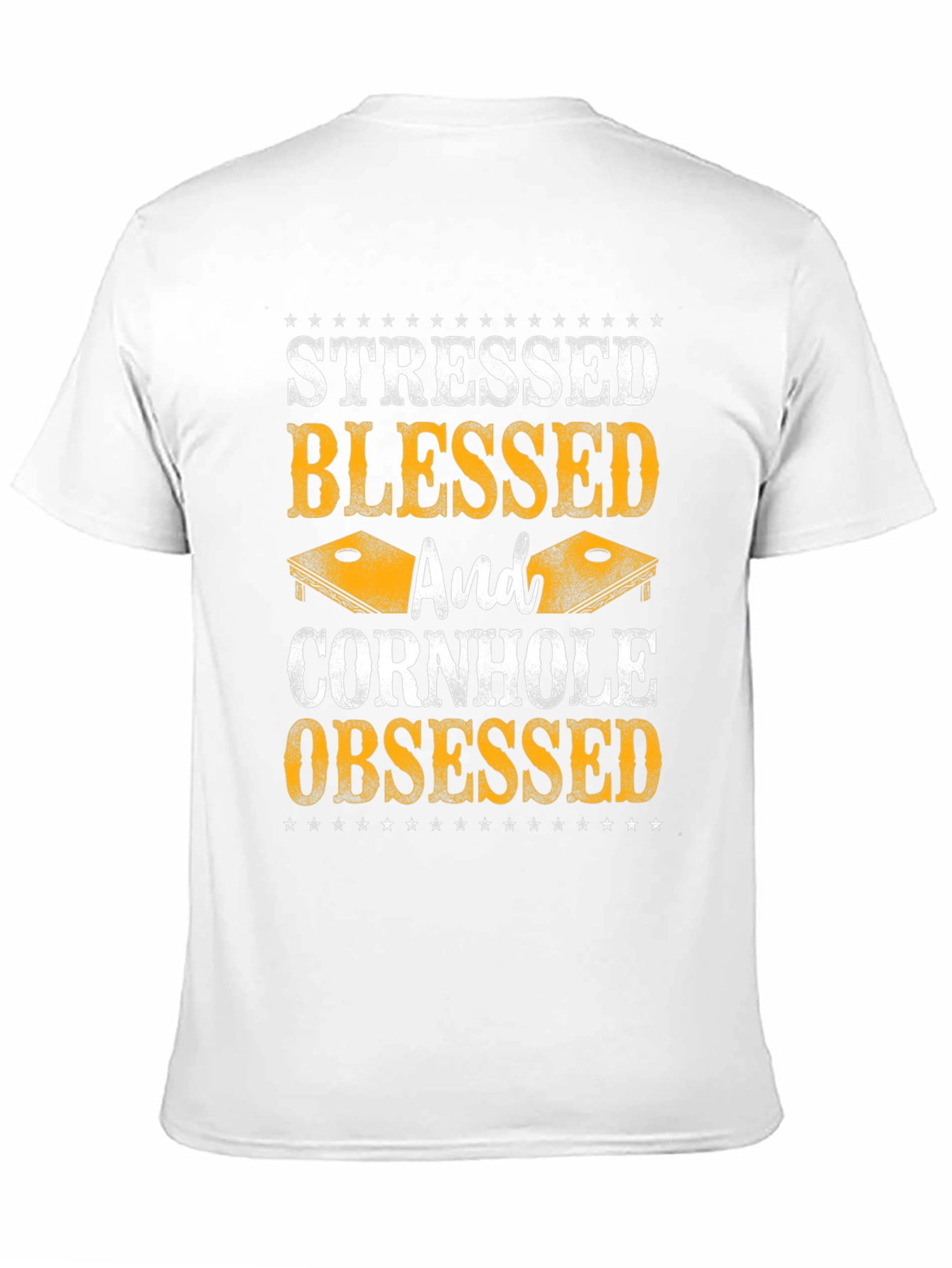Stressed Blessed Cornhole Obsessed Graphic Tee