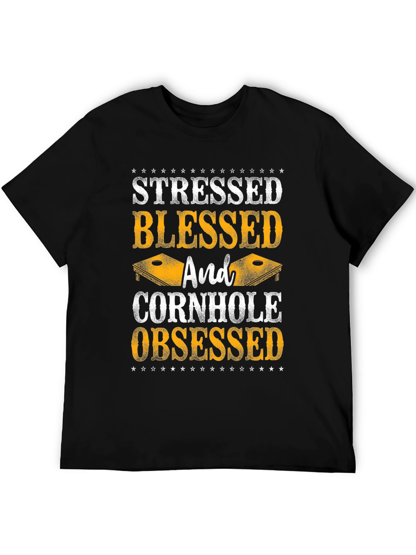 Stressed Blessed Cornhole Obsessed Graphic Tee
