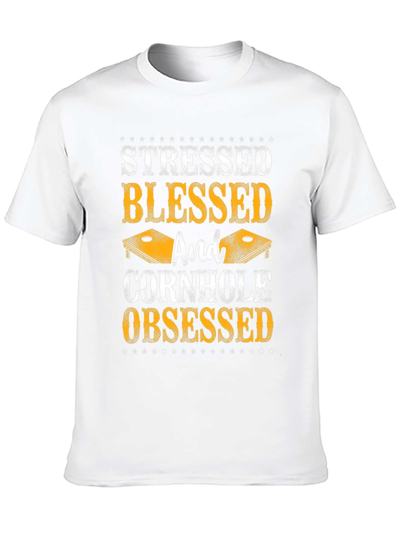 Stressed Blessed Cornhole Obsessed Graphic Tee
