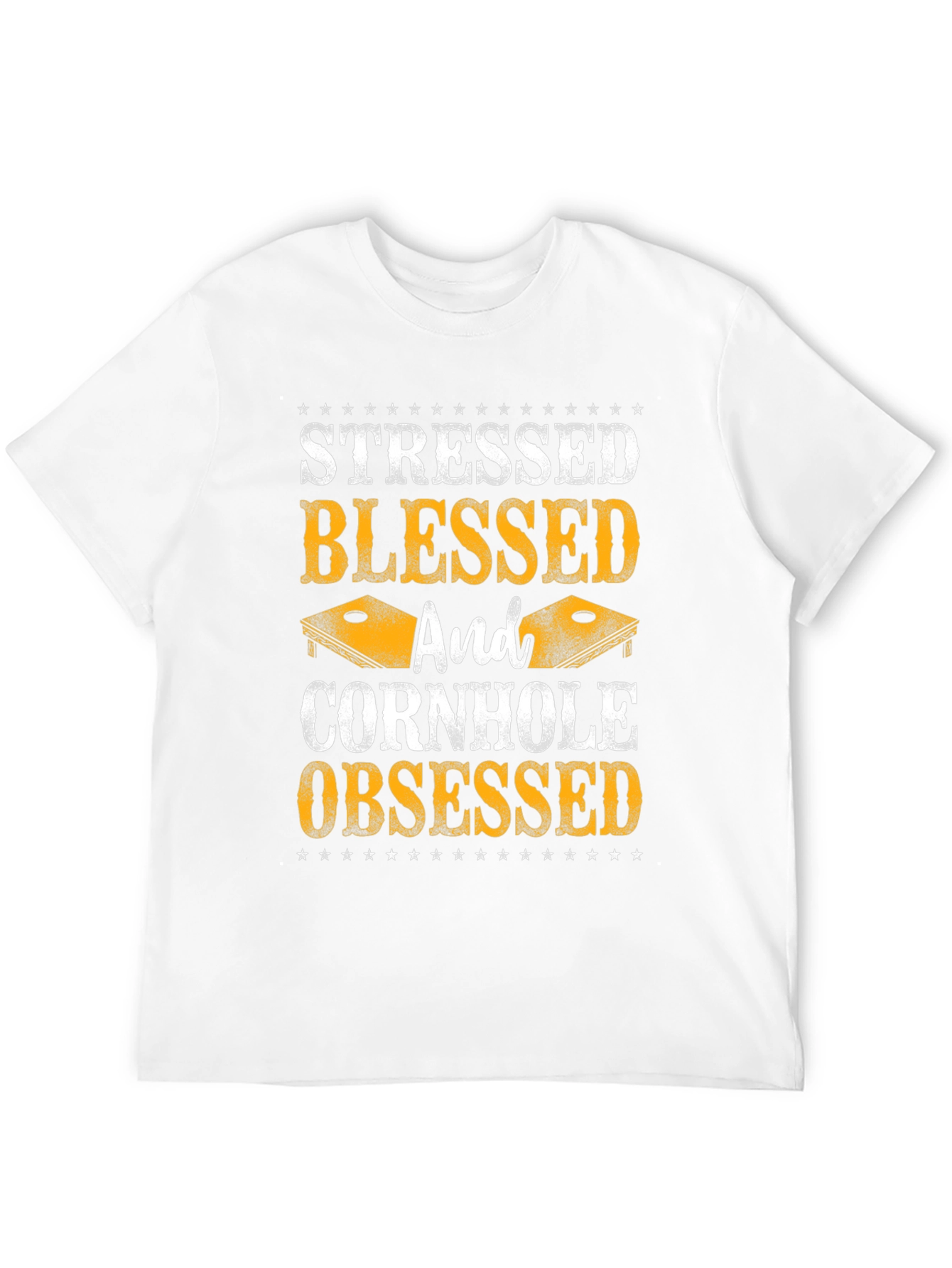 Stressed Blessed Cornhole Obsessed Graphic Tee