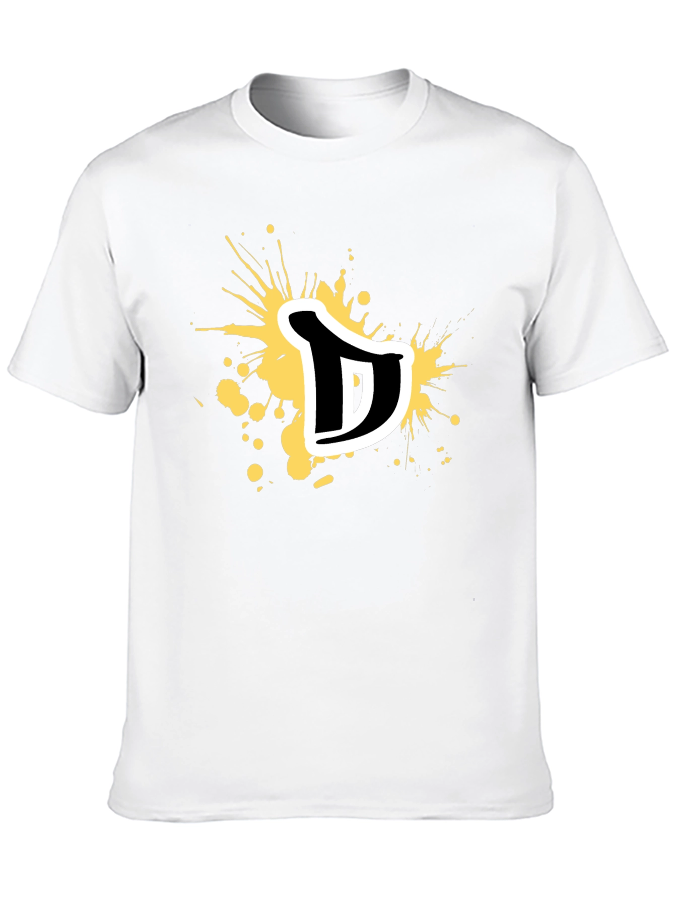 Mens Black Graphic T-Shirt - Letter D Splatter Design