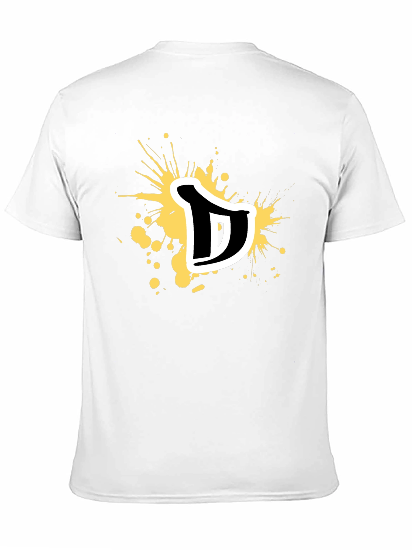 Mens Black Graphic T-Shirt - Letter D Splatter Design