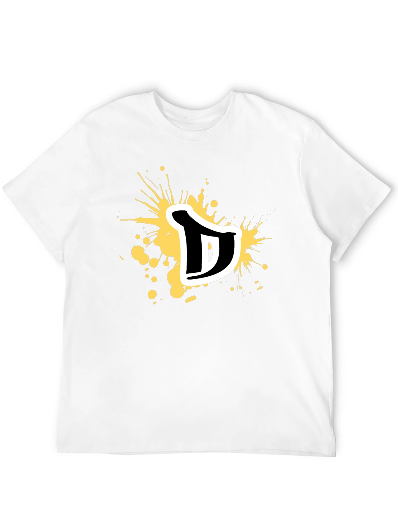 Mens Black Graphic T-Shirt - Letter D Splatter Design