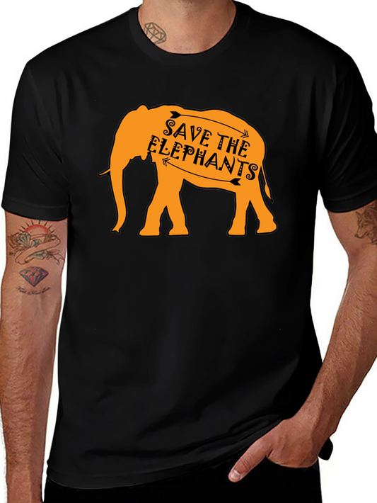 Save the Elephants Graphic Tee - Black Cotton Shirt