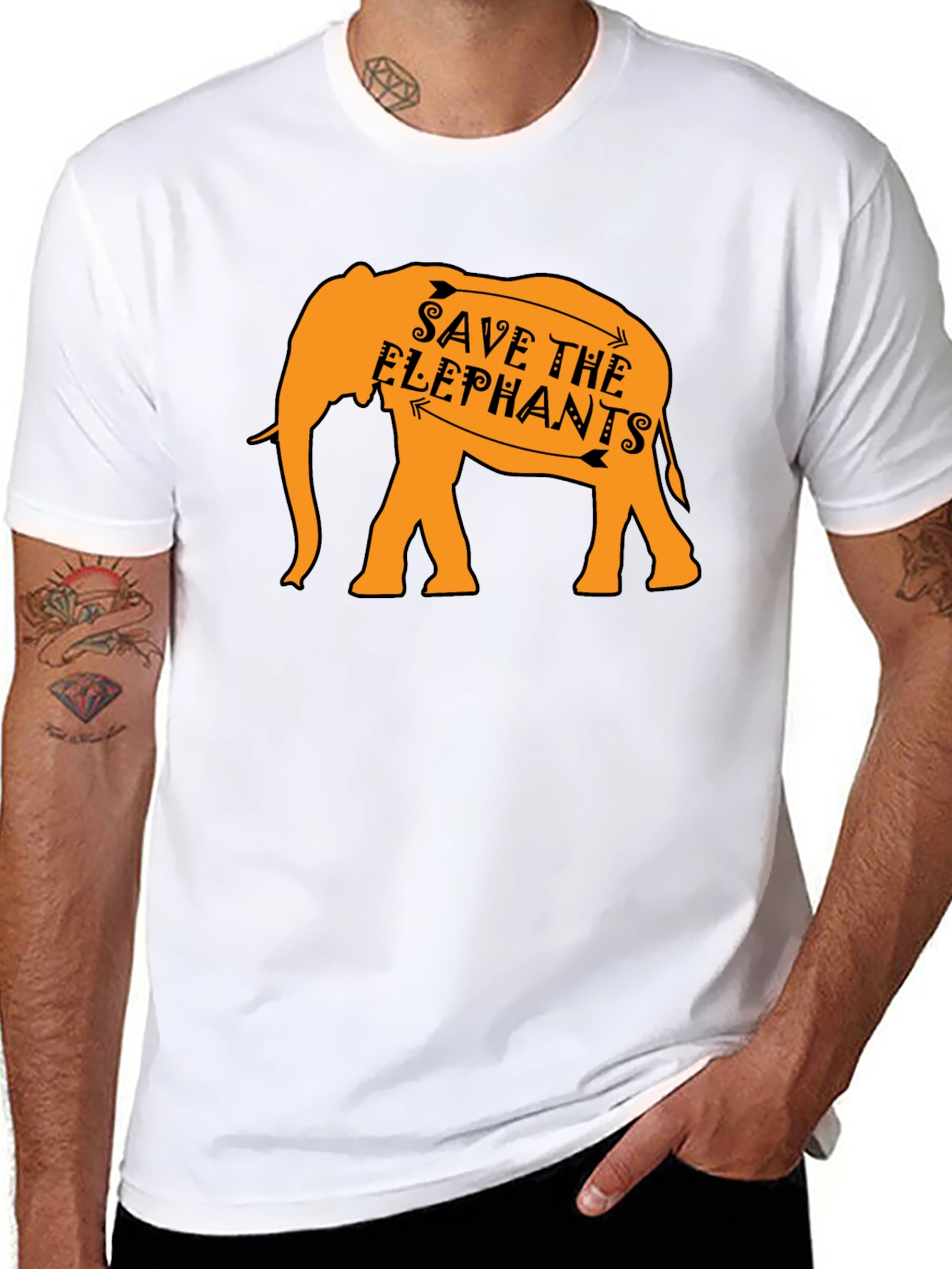 Save the Elephants Graphic Tee - Black Cotton Shirt
