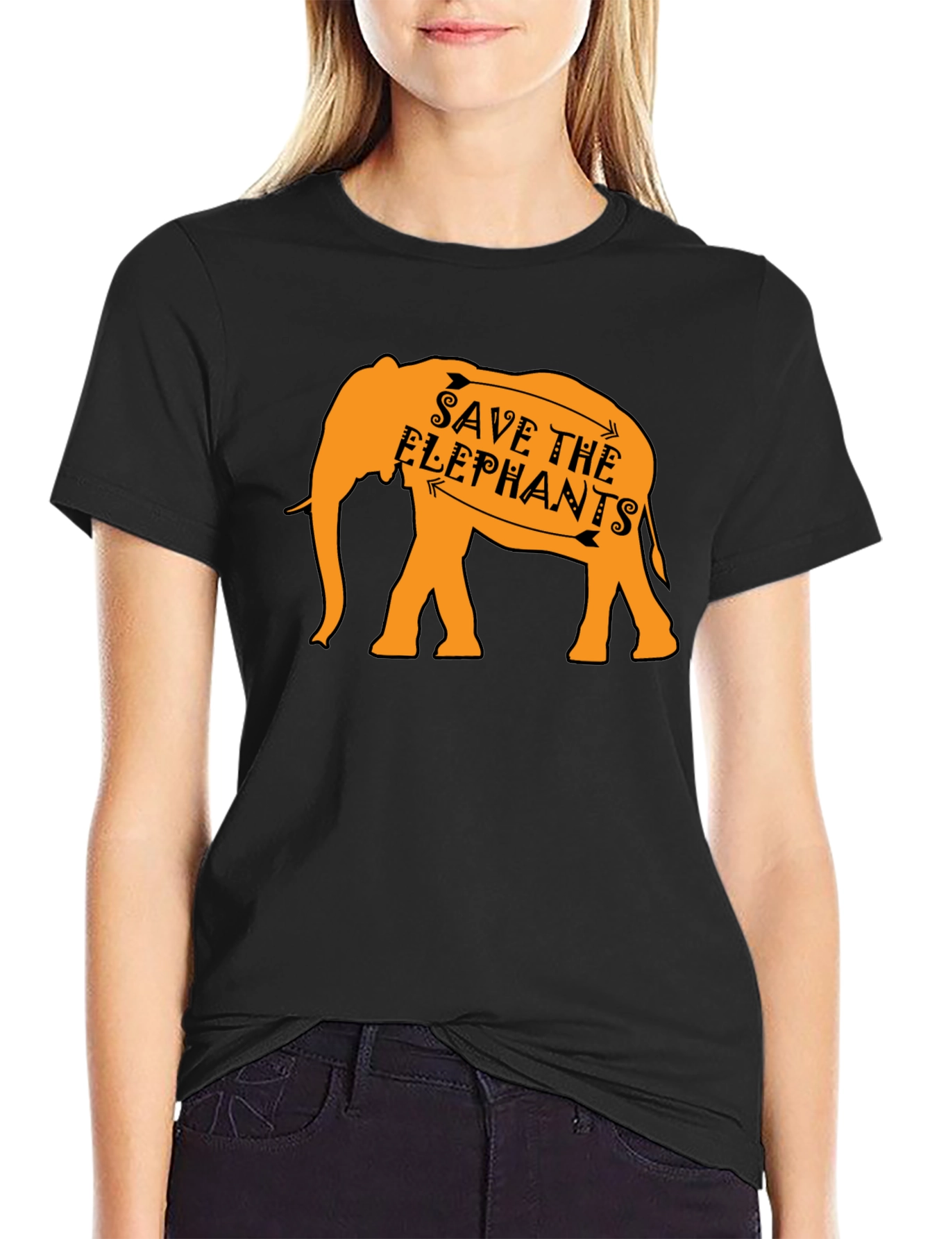 Save the Elephants Graphic Tee - Black Cotton Shirt
