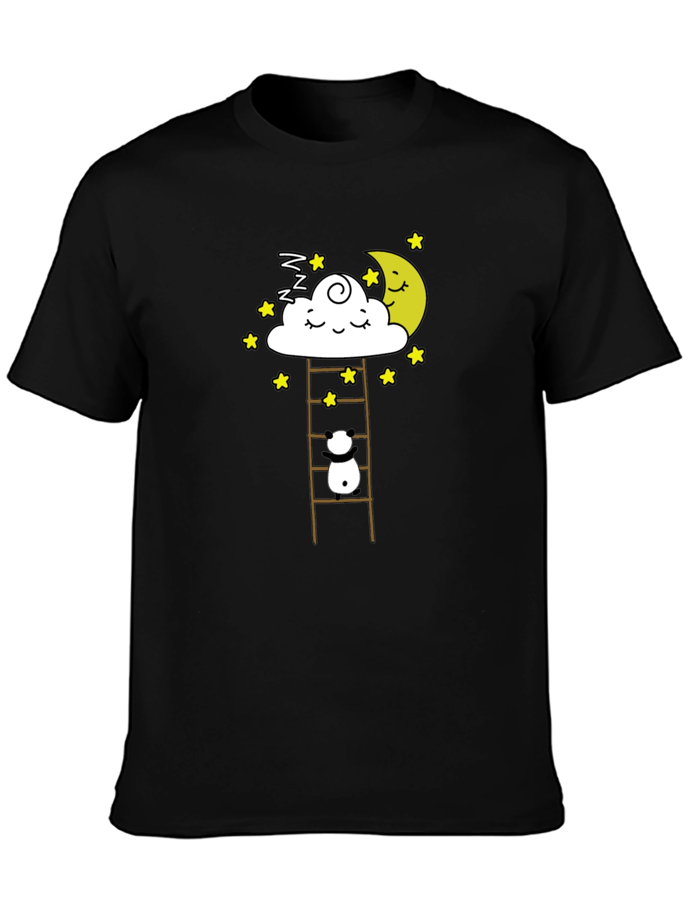 Dreamy Panda on Moon Ladder Graphic Tee