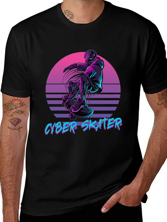 Cyber Skater Black T-Shirt Vaporwave Design