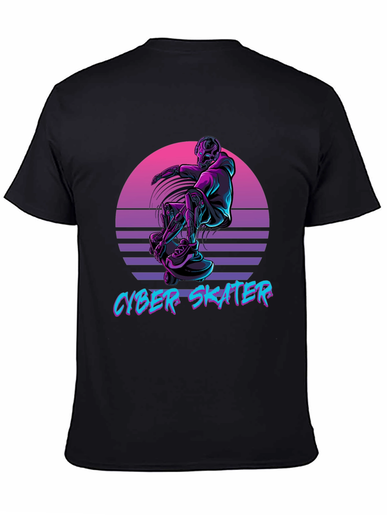 Cyber Skater Black T-Shirt Vaporwave Design