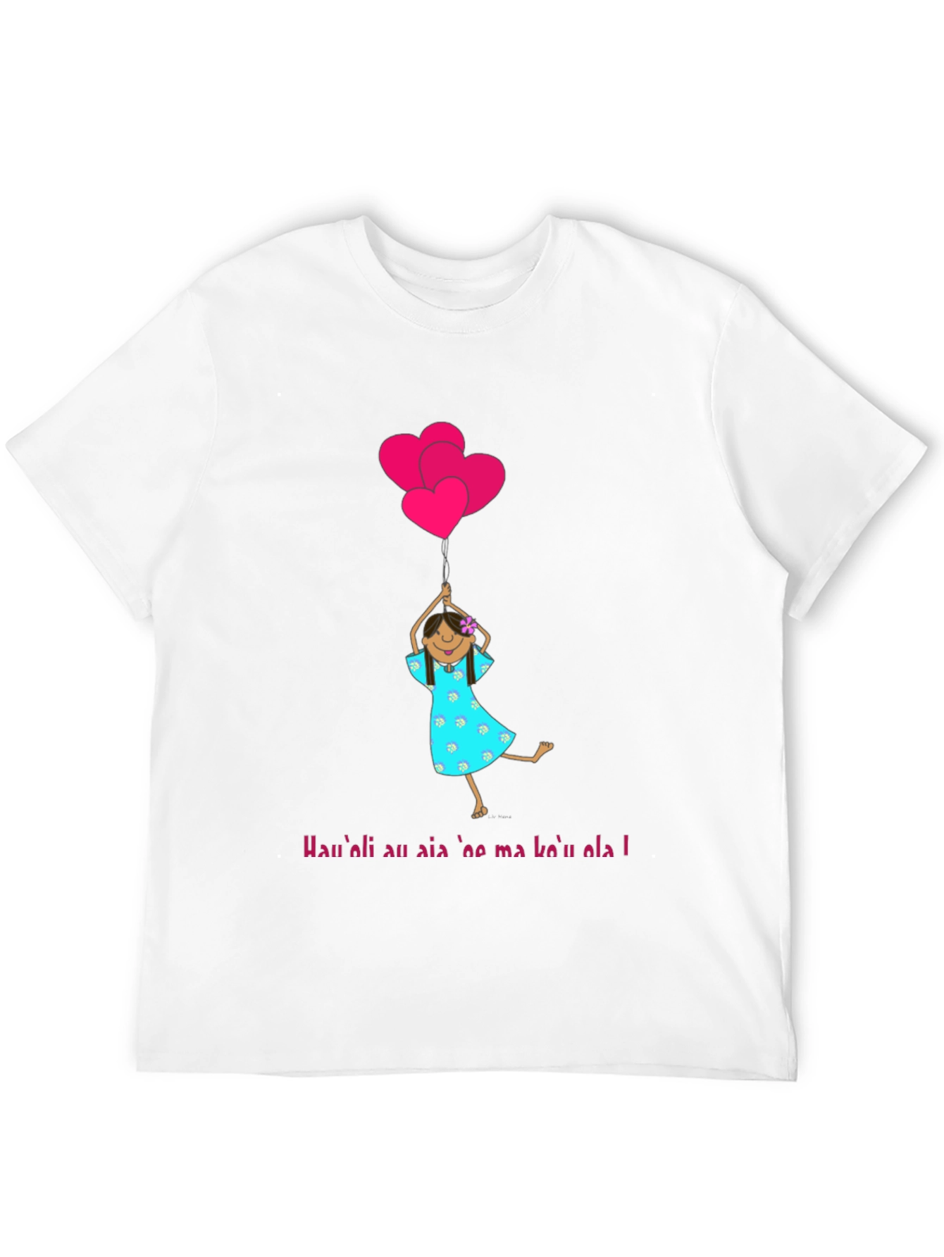 Girl with Heart Balloons Black T-Shirt