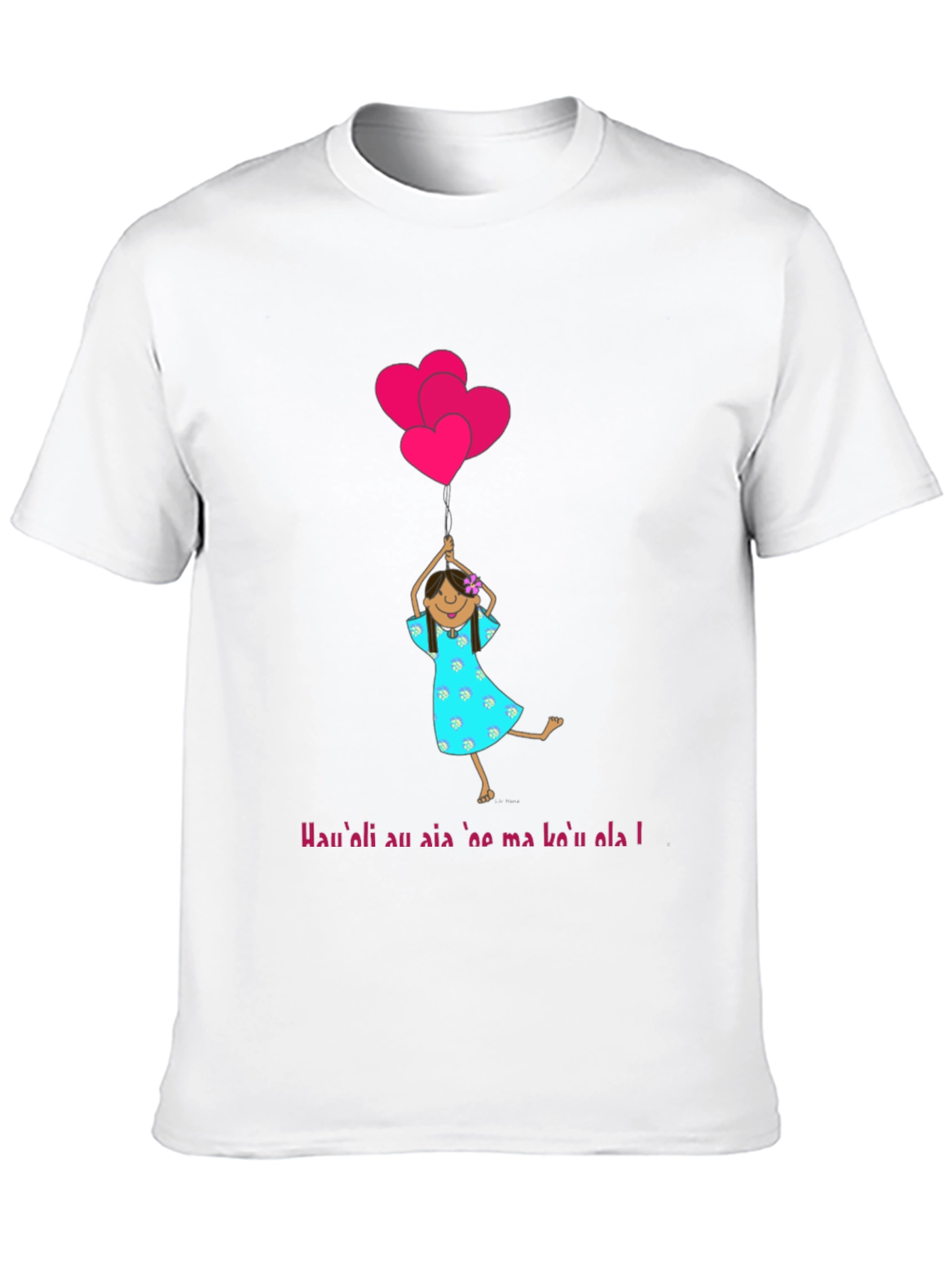 Girl with Heart Balloons Black T-Shirt