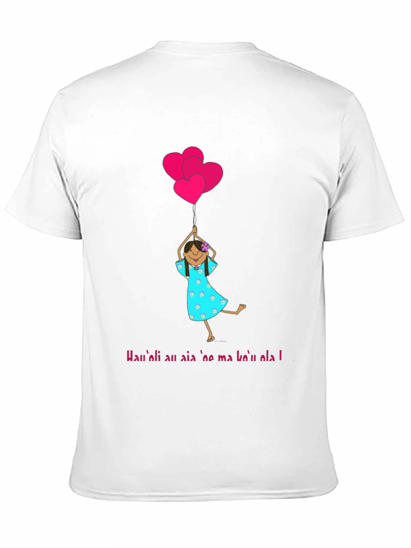 Girl with Heart Balloons Black T-Shirt