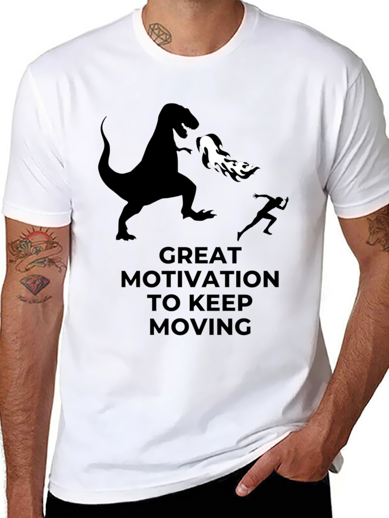 Motivational Dinosaur T-Shirt - Keep Moving!